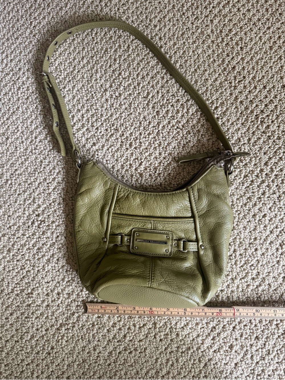 Olive Green Leather Shoulder Bag - Picture 8 of 9